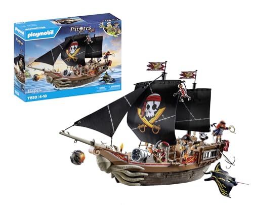 PLAYMOBIL Pirates 71530 Großes Piratenschiff, aufregende Seeschlachten und geheime Schatzsuchen auf hoher See, inklusive Kanonen, Geschossen und Anker, detailreiches Spielzeug für Kinder ab 4 Jahren von PLAYMOBIL