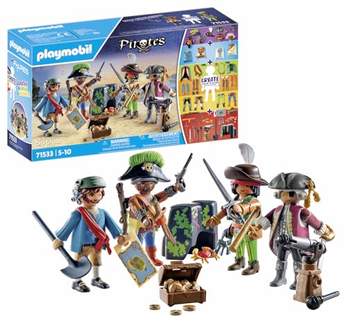 PLAYMOBIL Pirates 71533 MyFigures: Piraten, kreatives Zusammenstellen eigener Piratenfiguren, inklusive Schatzkarte und Ansteckern für den Piratenhut, detailreiches Spielzeug für Kinder ab 5 Jahren von PLAYMOBIL