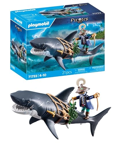 PLAYMOBIL | Pirates | Gefahr durch Riesenhai | Piratenspielzeug | Spielzeugfiguren | Spielzeug für Kinder ab 4 Jahren | 71793 von PLAYMOBIL