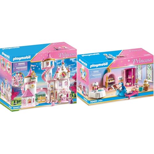 PLAYMOBIL Princess 70447 Großes Prinzessinnenschloss mit drehbarer Tanzplatte, Ab 4 Jahren & Princess 70451 Schlosskonditorei, Ab 4 Jahren von PLAYMOBIL