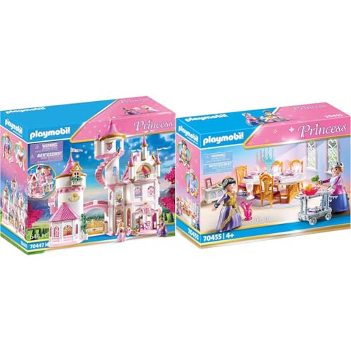 PLAYMOBIL Princess 70447 Großes Prinzessinnenschloss mit drehbarer Tanzplatte, Ab 4 Jahren & Princess 70455 Speisesaal von PLAYMOBIL