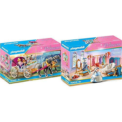 PLAYMOBIL Princess 70449 Romantische Pferdekutsche, Ab 4 Jahren & Princess 70454 Ankleidezimmer mit Badewanne, Ab 4 Jahren von PLAYMOBIL