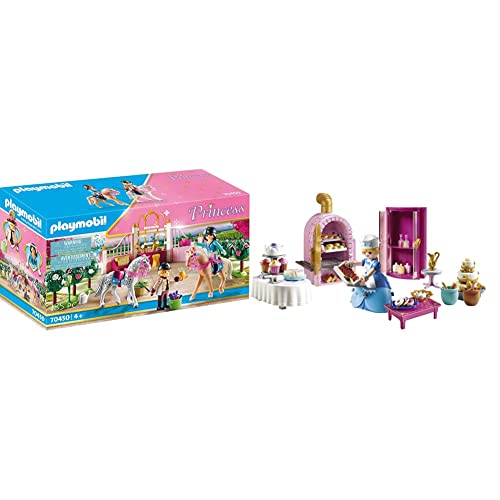 PLAYMOBIL Princess 70450 Reitunterricht im Pferdestall, Ab 4 Jahren & Princess 70451 Schlosskonditorei, Ab 4 Jahren von PLAYMOBIL