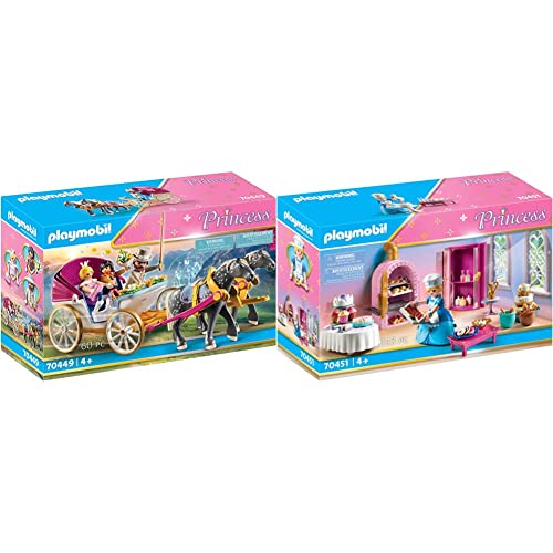 PLAYMOBIL Princess 70451 Schlosskonditorei, Ab 4 Jahren & Princess 70449 Romantische Pferdekutsche, Ab 4 Jahren von PLAYMOBIL