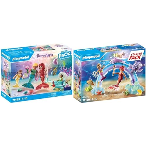 PLAYMOBIL Princess Magic 71469 Ausflug der Meerjungfrauenfamilie ab 4 Jahren & Magic 71379 Starter Pack Meerjungfrauen, ab 4 Jahren von PLAYMOBIL