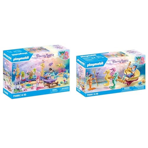 PLAYMOBIL Princess Magic 71499 Unterwasser-Tierpflege der Meeresbewohner & Princess Magic 71500 Meeresbewohner mit Seepferdchenkutsche von PLAYMOBIL