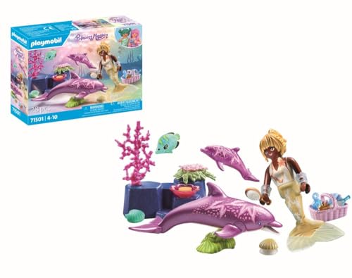 PLAYMOBIL Princess Magic 71501 Meerjungfrau mit Delfinen, liebevolle Pflege der Delfinmama und ihres Babys, mit vielseitigem Zubehör, detailreiches Spielzeug für Kinder ab 4 Jahren von PLAYMOBIL