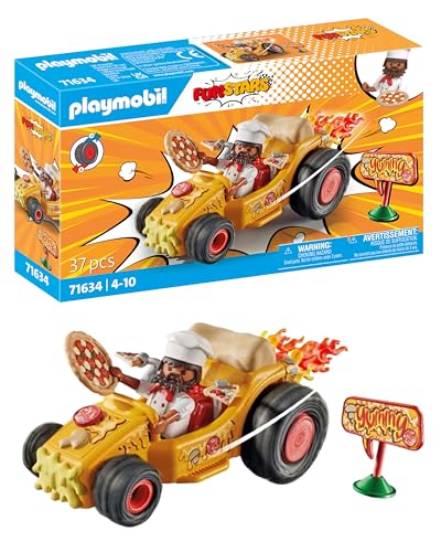 PLAYMOBIL Funstars 71634 Rasende Pizza, Kart mit Rückzugsmotor, dynamisches Spielset für spannende Rennen, kreatives Spielzeug für Kinder ab 4 Jahren von PLAYMOBIL