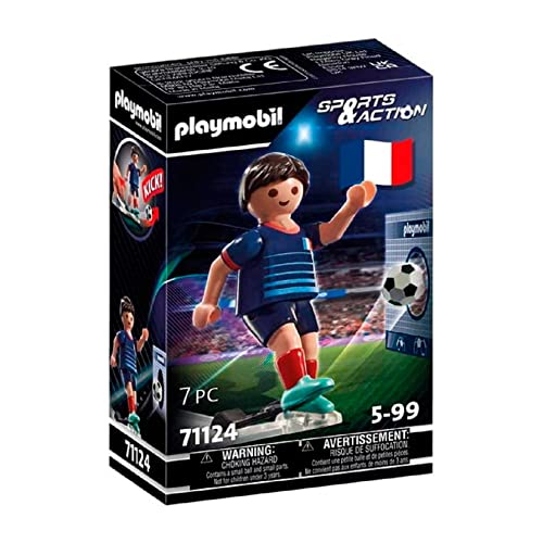 PLAYMOBIL Sports & Action 71124 Fußballspieler Frankreich, mit Kickfunktion und Torwand, ab 5 Jahren von PLAYMOBIL