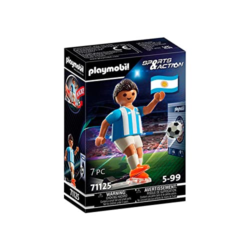 PLAYMOBIL Sports & Action 71125 Fußballspieler Argentinien, mit Kickfunktion und Torwand, ab 5 Jahren von PLAYMOBIL