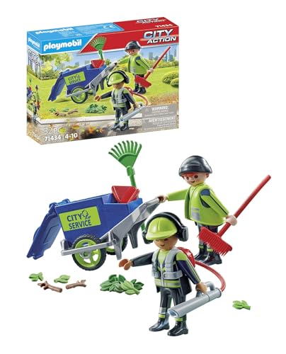 PLAYMOBIL City Action 71434 Stadtreinigungsteam, Stadtreinigung, Figuren und Mülltonne zum Schieben, Spielzeug für Kinder ab 4 Jahren von PLAYMOBIL