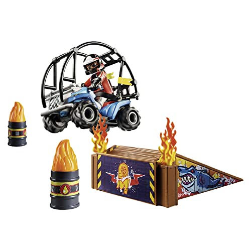 PLAYMOBIL Stuntshow 70820 Starter Pack Stuntshow Quad mit Feuerrampe, Spielzeug für Kinder ab 4 Jahren von PLAYMOBIL