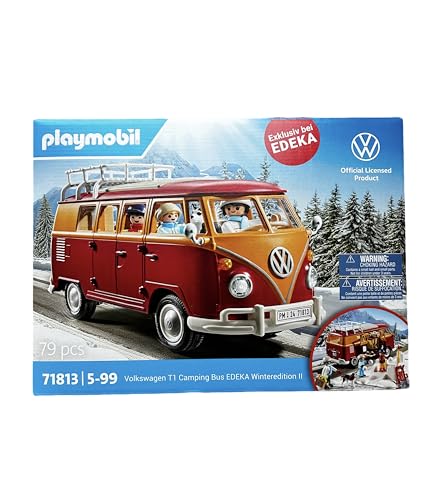 PLAYMOBIL Volkswagen T1 Camping-Bus, EDEKA Winteredition II, 2024, 79 Teile, 5-99 Jahre von PLAYMOBIL