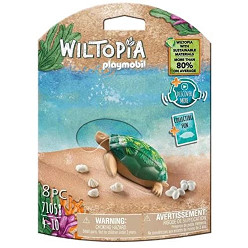 PLAYMOBIL WILTOPIA 71058 Riesenschildkröte aus nachhaltigem Material inklusive vielen Zubehör und Tier-Sammelkarte mit QR-Code und spannenden Audio-Content, ab 4 Jahren, Multi von PLAYMOBIL