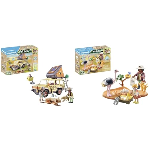 PLAYMOBIL Wiltopia 71293 Mit dem Geländewagen bei den Löwen & Wiltopia 71296 Zu Gast bei Papa Strauß von PLAYMOBIL