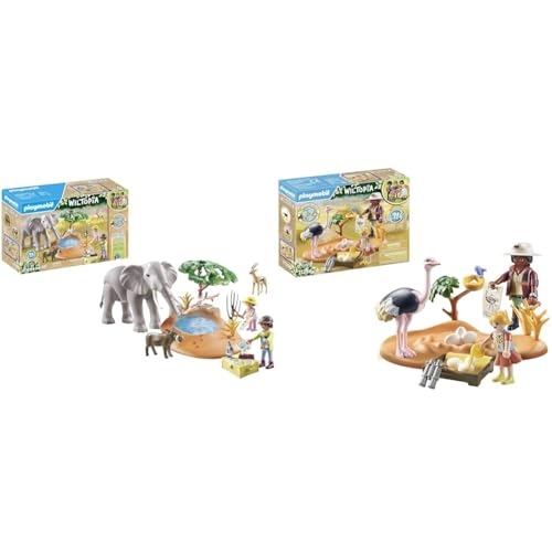 PLAYMOBIL Wiltopia 71294 Spritztour zum Wasserloch & Wiltopia 71296 Zu Gast bei Papa Strauß von PLAYMOBIL