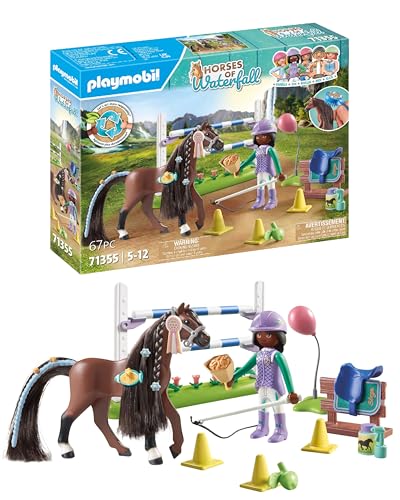 PLAYMOBIL Horses of Waterfall 71355 Zoe & Blaze mit Turnierparcours, intensives Training für die Meisterschaft, mit zahlreichem Zubehör und Belohnungen, nachhaltiges Spielzeug für Kinder ab 5 Jahren von PLAYMOBIL