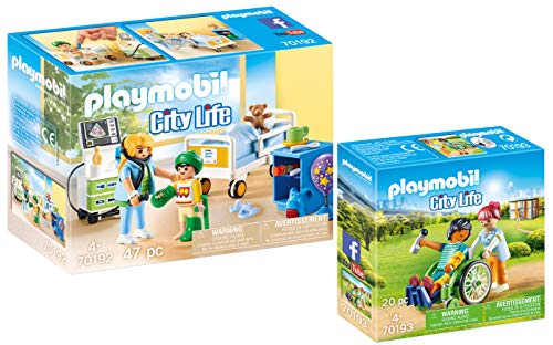 Playmobil® City Life 2er Set 70192 70193 Kinderkrankenzimmer + Patient im Rollstuhl von PLAYMOBIL