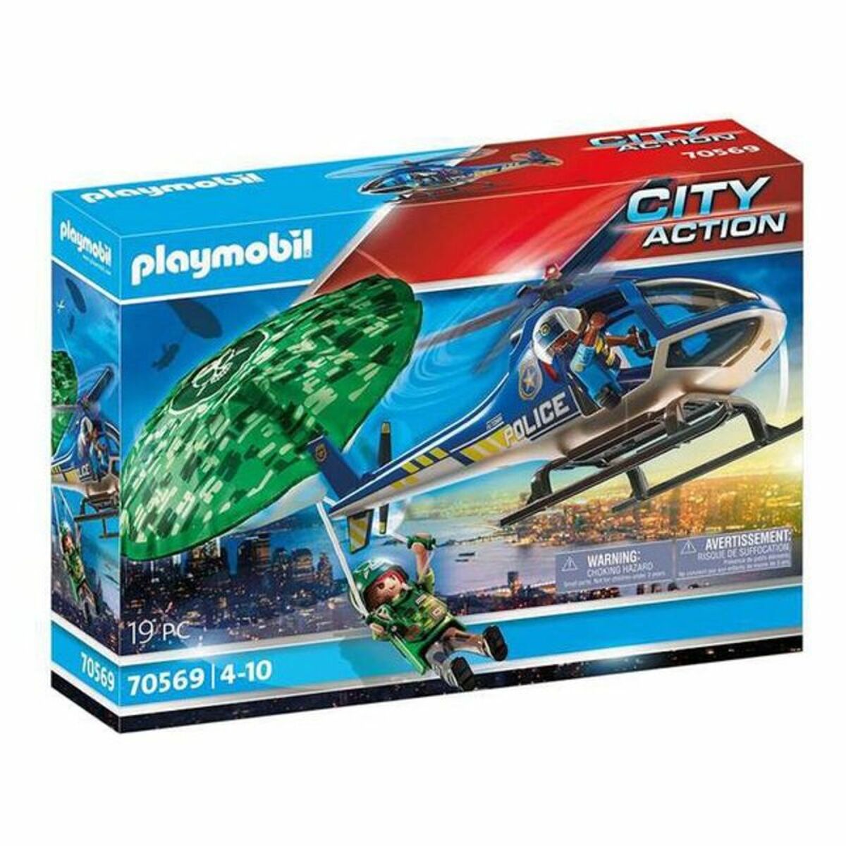 Playset  City Action Police helicopter: Parachute Chase Playmobil 70569 (19 pcs) von PLAYMOBIL