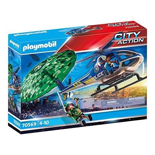 PLAYMOBIL City Action 70569 Polizei-Hubschrauber: Fallschirm-Verfolgung, Für Kinder von 4-10 Jahre von PLAYMOBIL