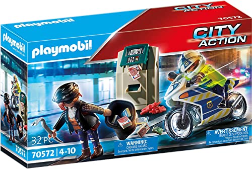 PLAYMOBIL City Action 70572 Polizei-Motorrad: Verfolgung des Geldräubers, Für Kinder von 4-10 Jahre von PLAYMOBIL