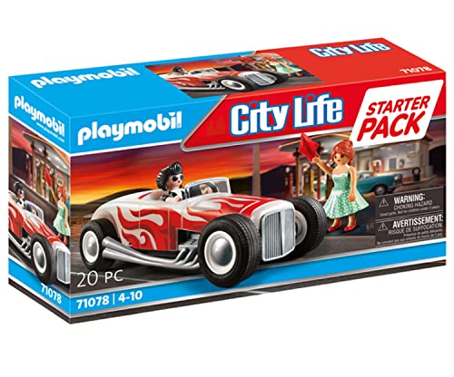 PLAYMOBIL City Life 71078 Starter Pack Hot Rod, Spielzeug-Auto im 50er Jahre Stil, Erstes Spielzeug für Kinder ab 4 Jahren von PLAYMOBIL