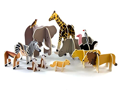 PLAYPRESS Savannah Animals Umweltfreundliches Kinderspielzeug Spielset Enthält 13 Tiere von PLAYPRESS