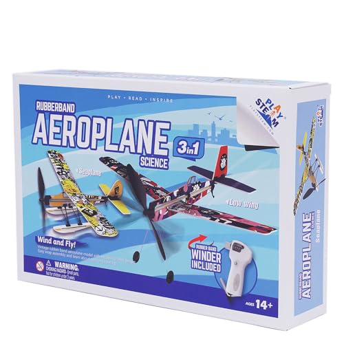 PLAYSTEAM Rubber Band Aeroplane Science 3 in 1 von PLAYSTEAM