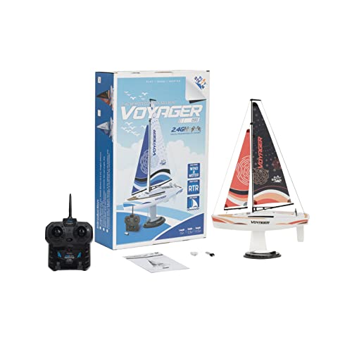 PLAYSTEAM Voyager 280 2.4GHz RC Motor Powered Sailboat in Red - 14" Tall von PLAYSTEAM