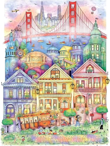 KI Puzzle 1000 Teile Puzzle für Erwachsene Madalina Tantareanu Städte bei Mitternacht: SAN Francisco Art Jigsaw Puzzle 27x20 KI Puzzles von PLAYVIEW