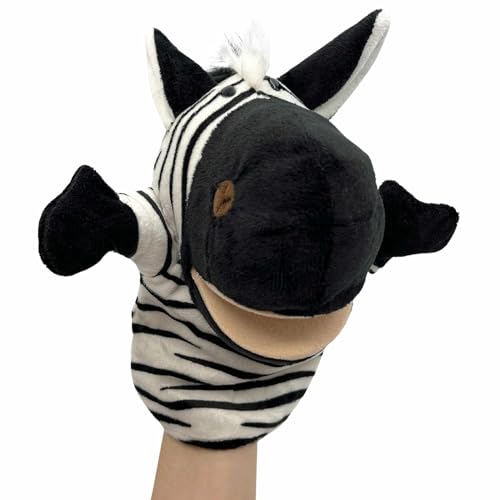 PLAYZOCO Handpuppe, Zebra-Plüschtier, Zebra-Handpuppe, Finger Puppet, Tierpuppe, pädagogisches Spielzeug, Material Baumwolle und PP, Größe 25 cm, Zebra-Design von PLAYZOCO