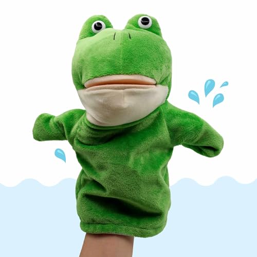 PLAYZOCO Handpuppe Frosch, Handpuppe Frosch, Finger Puppet, Tierpuppe, pädagogisches Spielzeug, Plüsch-Baumwolle und PP, Größe 25 cm, Froschdesign von PLAYZOCO