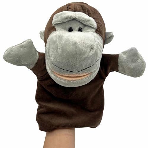 PLAYZOCO Handpuppe Gorilla, Handpuppe Gorilla, Finger Puppet, Tierpuppe, pädagogisches Spielzeug, Plüsch-Baumwolle und PP, Größe 25 cm, Gorilla-Design von PLAYZOCO