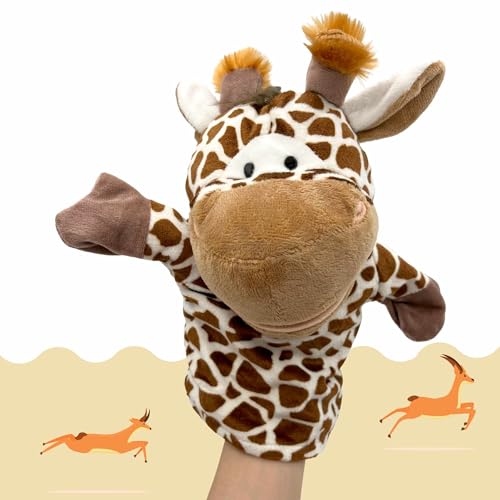 PLAYZOCO Handpuppe aus Giraffe, Handpuppe aus Giraffe, Finger Puppet, Tierpuppe, pädagogisches Spielzeug, Material Baumwolle und Polypropylen, Größe 25 cm, Giraffen-Design von PLAYZOCO