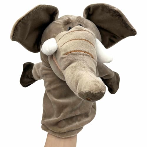 PLAYZOCO Handpuppe aus Plüsch, Elefantenhandpuppe, Finger Puppet, Tierpuppe, pädagogisches Spielzeug, Plüsch-Baumwolle und PP, Größe 25 cm, Elefanten-Design von PLAYZOCO