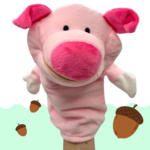 PLAYZOCO Handpuppe mit Schweinchen, Handpuppe, Finger Puppet, Tierpuppe, pädagogisches Spielzeug, Plüsch-Baumwolle und PP, Größe 25 cm, Design Schwein von PLAYZOCO