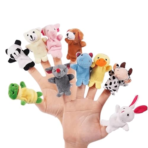 PLAYZOCO Puppen Finger Plüsch Tiere Spielzeug Spielzeug Tier Fingerpuppen Set Pädagogisches Spielzeug Tierpuppen Fingerpuppe, Fingerpuppe, Fingerpuppe, Plüschmaterial, 10 Stück von PLAYZOCO