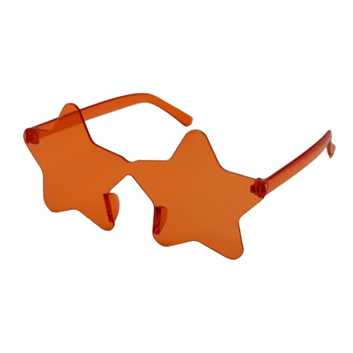 PLAYZOCO Sonnenbrille Stern Form Sonnenbrille Rahmenlos Brille Stern Design Brille Kostüm Brille Party Brille Junggesellenabschied Brille Karneval Unisex (Orange) von PLAYZOCO