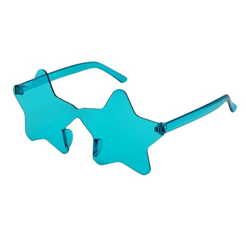 PLAYZOCO Sonnenbrillen Sternform Sonnenbrille Rahmenlos Brille Stern Design Brille Kostüm Brille Partybrille Junggesellenabschied Brille Karneval Unisex (Blau) von PLAYZOCO