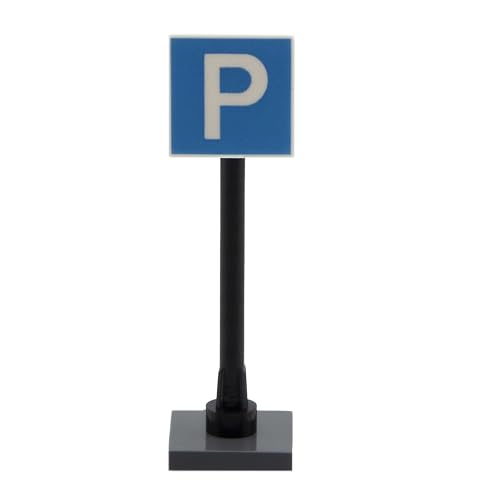 PLAYZOCO Verkehrsschild Parkspielzeug, Baustelle, Verkehrszeichen, Zubehör für Konstruktionsspielzeug, Mini-Signal Parking, 5 cm Höhe, kompatibel mit Lego von PLAYZOCO