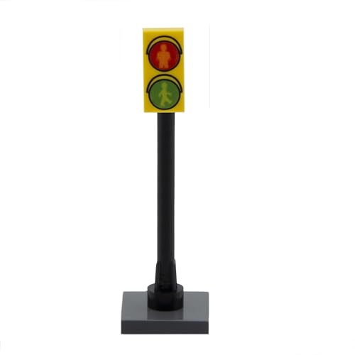 PLAYZOCO Verkehrszeichen Ampel, Spielzeug, Konstruktion, Verkehrszeichen, Spielzeug, Beschilderungszubehör, Mini-Verkehrsampel, 5 cm Höhe, kompatibel mit Lego von PLAYZOCO