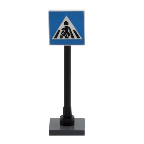 PLAYZOCO Verkehrszeichen Zebra-Trittspielzeug, Konstruktion, Verkehrsschild, Spielzeug, Signalzubehör für Bauspielzeug, Mini-Zebra-Schild, 5 cm Höhe, kompatibel mit Lego von PLAYZOCO