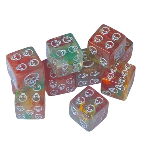 10pcs Einzigartige Acryl Schädelmuster Runde Ecke Rollenspiel Dices 6 Seitig Tischspiel Dices Glatte Oberflächen von PLCPDM