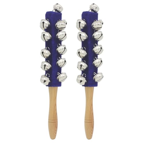 2 x Musik-Percussion-Glocken, Holzgriff, Schlittenglocken, 21 Percussion-Instrumente, Stab-Shaker, Weihnachtsschlitten mit Holzgriff 2 x Musik-Percussion-Glocken, Holzgriff, Schlittenglocken, 21 Percussion-Instrumente, Stab-Shaker, Weihnachtsschlitten mit Holzgriff von PLCPDM