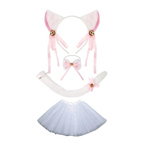 Katzenkostüm-Set, Katzenohren, Stirnbänder, Schwanz, Schleifen, Tutus, Gesicht, Aufkleber, Tier-Cosplay-Kostüm für Halloween, Weihnachtsfeier Katzenkostüm-Set, Katzenohren, Stirnbänder, Schwanz, Schleifen, Tutus, Gesicht, Aufkleber, Tier-Cosplay-Kostüm für Halloween, Weihnachtsfeier von PLCPDM