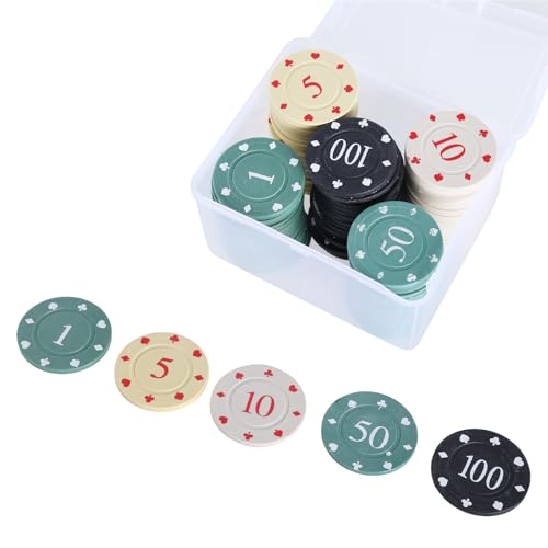 PLCPDM 100Pcs Casinos Chip Roulette Spiel Bingo Chip Mit Box Kunststoff Zählen Zähler Chip Für Spiel Spielen Lernen von PLCPDM