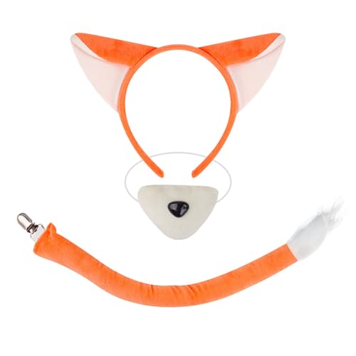 PLCPDM Animal Foxes Kostüme Füchse Ohrhörer Stirnband Schwanz Bögen Tutus Animal Fancy Kostüm Kits Halloween Cosplay Party Accessoire von PLCPDM