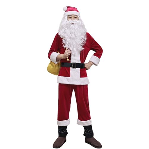 PLCPDM Ausgefallenes Weihnachtsmann Kostüm Für Erwachsene Weihnachtskostüm Set Luxuriöses Weihnachtsmann Kostüm Weihnachtsmann Anzug Weihnachtsmann Outfits von PLCPDM