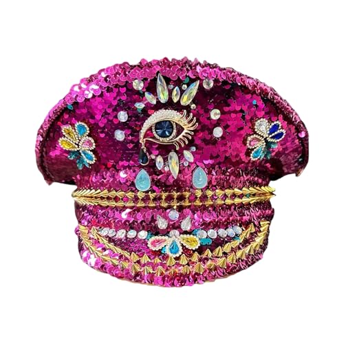 PLCPDM Bejeweled Captain Hat Heavy Crystal Party Überraschung Geschenk Für Mädchen Jungen Braut Für Karnevals Musikfestival von PLCPDM