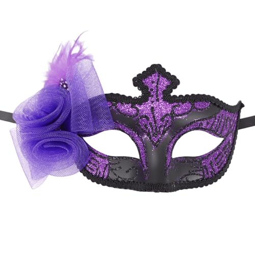 PLCPDM Gefiederte Maske Halloween Party Maske Venezianer Maske Maskerade Maske Halbgesichtsmaske Mardi Gras Maske Für Frauen von PLCPDM